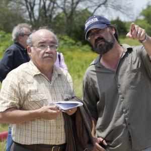 Actor Everett Sifuentes and writer-producer Michael Stokes on the location of EXIT SPEED.