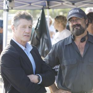 Actor Fred Ward and writer-producer Michael Stokes on the location of the movie EXIT SPEED