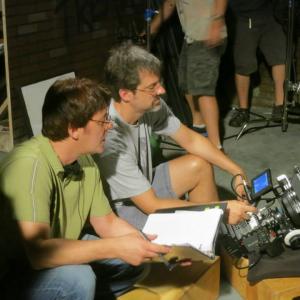 Jeff Stolhand and Zane Rutledge on the set of Rain