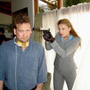 Director Scott Storm feels the wrath of actress Jenya Lano on the set of 