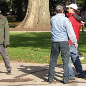 Lon Stratton shooting in Ann Arbor Michigan with Director Doug Liman and 1st AC Mike Dzialowski on Jumper starring Hayden Christensen
