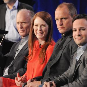 Ed Harris Julianne Moore Woody Harrelson and Danny Strong at TCA Game Change panel