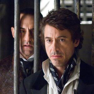 Still of Robert Downey Jr and Mark Strong in Sherlock Holmes 2009