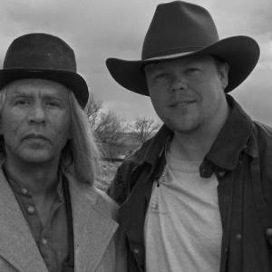 Wes Studi and Scott Duthie CoProducer pose for a publicity still on the set of Miracle At Sage Creek
