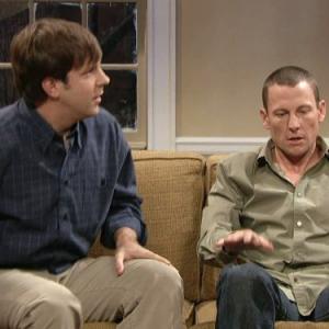 Still of Lance Armstrong and Jason Sudeikis in Saturday Night Live 1975