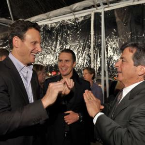 Andrew Sugerman with Sam Rockwell and Tony Goldwyn at the premiere of Conviction