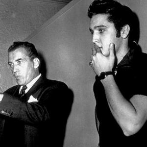 Elvis Presley and Ed Sullivan backstage for 