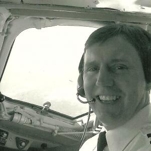 Perry D Sullivan in the cockpit of a commercial Jet