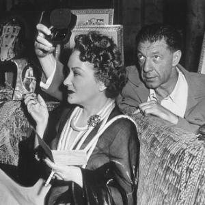 Sunset Boulevard Gloria Swanson with a technician behind the scenes 1950 Paramount