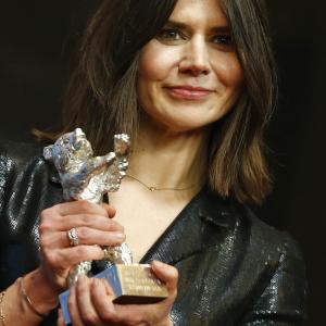 Malgorzata Szumowska holds the Silver Bear for Best Director forBody!during a press conference after the award ceremony at the 2015 Berlinale Film Festival in Berlin Germany Saturday Feb 14 2015