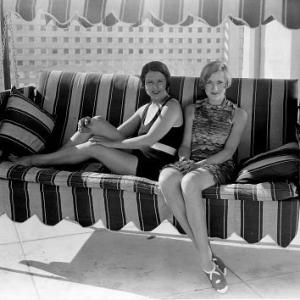 Norma Talmadge and Constance Talmadge at a beach house in Santa Monica, circa late 1920's / **I.V.