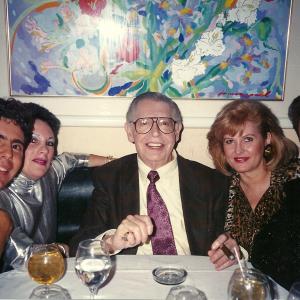 with Comedic Legend Milton Berle and his lovely wife and Chicago Comedian Chris Giannoble and Friend at Nicky Blair's, on Sunset.