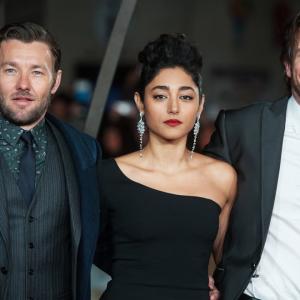 Joel Edgerton Golshifte Farahani and Andrew Tarbet at the world premiere of Exodus Gods and Kings in London