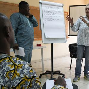Teaching a directing workshop in Lagos Nigeria.