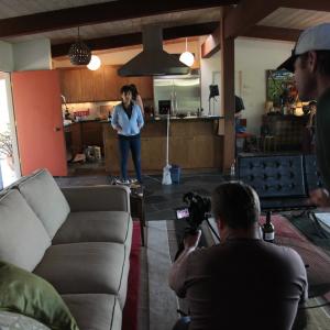 On set of Chocolates as Rosa with Aron Campisano directing