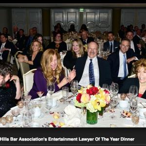 Marla Phillips, Lee Phillips, Barbara Thaxton celebrating Lee Phillips Entertainment Lawyer of the Year Award at the Beverly Hills Hotel.