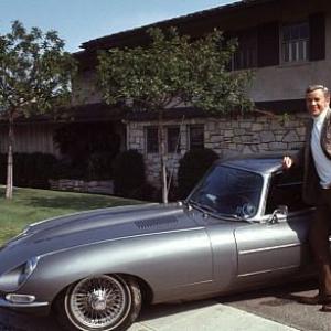 MARSHALL THOMPSON AT HIS HOME IN LOS ANGELES WITH HIS 1968 JAGUAR XKE 42 22  1969