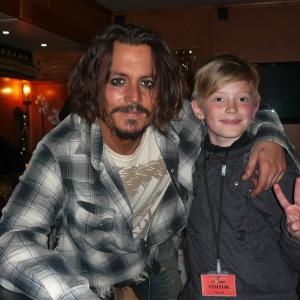 Johnny Depp & jr. Tóbías at the set