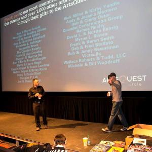 Sean Tiedeman right and Richie Knucklez at the world premiere of The King of Arcades The event was held at the Frank Bank Alehouse CinemaArtsQuest CenterSteelStacks at The Sands Casino in Bethlehem Pennsylvania