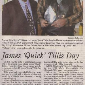 JAMES QUICK TILLIS DAY TULSA WORLS ARTICLE