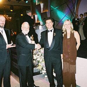 Academy Awards Scientific/Technical Awards Dinner, Feb. 14, 2004, Ritz Carlton, Pasadena. Tom Barron, Bill Tondreau (award winner), Michael Karp, Kate McCallum, and Joe Lewis.