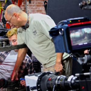 Director Gabe Torres lines up a shot on the set of BRAKE 2010