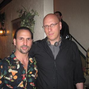 Oscar Torre with director Oren Moverman on the set of the film Rampart