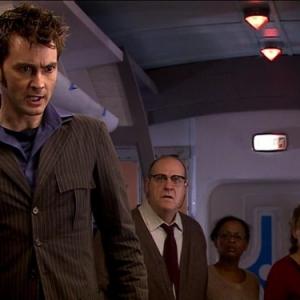 Still of David Tennant and David Troughton in Doctor Who 2005