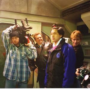 Ridley and crew on the set of Mortal Kombat 2