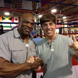 Domenic with pro bodybuilder Ronnie Coleman at Huf Boxing Gym in Mississauga