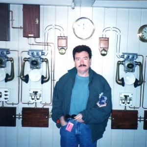 Liam Tuohy on Titanic Captains Bridge on Titanic set