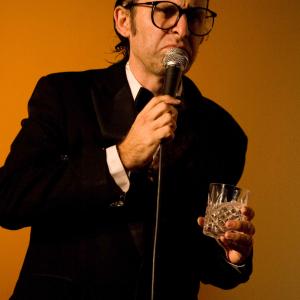 Gregg Turkington as Neil Hamburger performing at the Hollywood Forever Cemetery in Los Angeles California