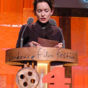 Guinevere Turner presenting the Alfred B Sloan Prize