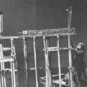 1941 Working on end of amusement park pier Greg Jein supervises at left