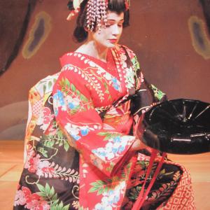 Sue Turner-Cray Performing traditional Japanese odori with japanese dance troop headed by Mitsuhiro Bando kai