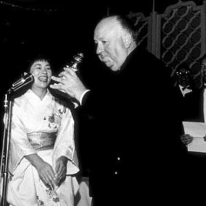 Golden Globe Awards Miyoshi Umeki with Alfred Hitchcock 1958