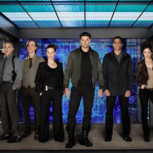 Still of Lili Taylor, Mackenzie Crook, Michael Irby, Karl Urban, Michael Ealy and Minka Kelly in Almost Human (2013)