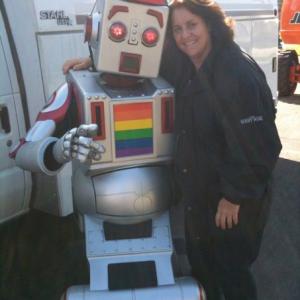 Ingrid UrichSass with Gay Robot while shooting Nick Swardsons show