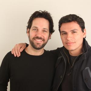 Actor Paul Rudd and director Andres Useche on the set of The Cove: 