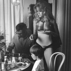 Barbarella Jane Fonda directorhusband Roger Vadim and their son behind the scenes 1968 Paramount