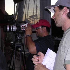 Todd sets up shot while directing Mans Best Friend  2007 also pictured Hank Baumert Jr and Trent