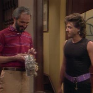 Still of Michael Gross and Scott Valentine in Family Ties (1982)