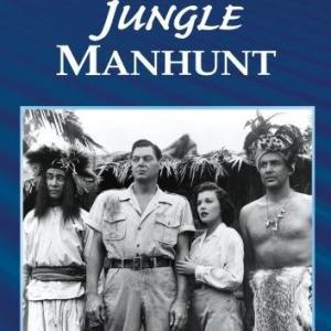 Sheila Ryan Rick Vallin and Johnny Weissmuller in Jungle Manhunt 1951