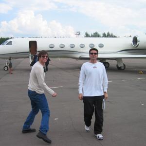 Bob Van Ronkel and Jim Carrey leaving Moscow to Prague on Jims private jet