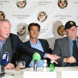 Bob Van Ronkel Jon Voight and Dolph Lundgren at Grand Havana Room Moscow press conference in March 2008