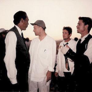 Richie Varga in Se7en (1995) with Morgan Freeman, David Fincher, and Brad Pitt.