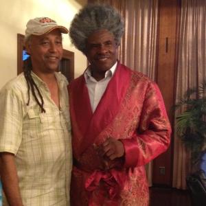 Jesse Vaughan with Keith David as Don King on the set of The Last Punch