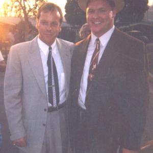 Adam Vernier and Kiefer Sutherland on the set of LA Confidential, a pilot for FOX that never got the green light.