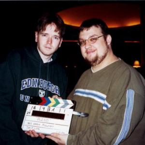 Kristoffer Aaron McGuffey and co-writer Eric Vespe on the set of BLIND