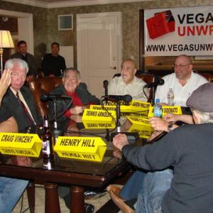 Craig Vincent Henry Hill Dennis Arnoldy Frank Cullotta Andrew DiDonato  Dennis Griffin doing on on air interview for VEGAS UNWRAPPED 2011